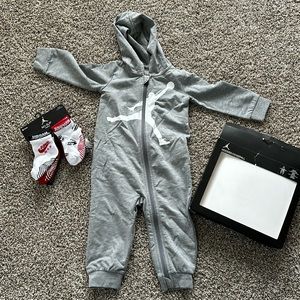 Air Jordan Infant One Piece Hooded Coverall with Socks